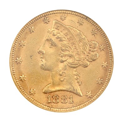Lot 358 - United States, $5 1881 Liberty Attractive coin,...