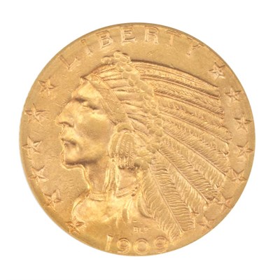 Lot 359 - United States, $5 1909 D Indian Attractive...