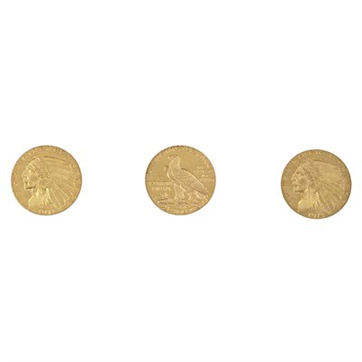Lot 349 - United States, $2 1/2 Indian Head Group Three...