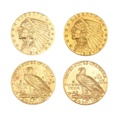 Lot 350 - United States, $2 1/2 Indian Head Group Eight...