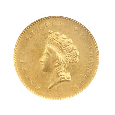 Lot 334 - United States, $1 1854 Indian Princess, Small...
