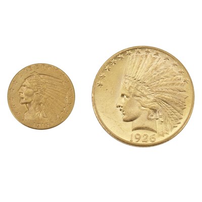 Lot 419 - United States, $2 1/2 and $10 Indian Heads...