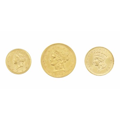Lot 417 - United States Gold Coin Group Three coins,...