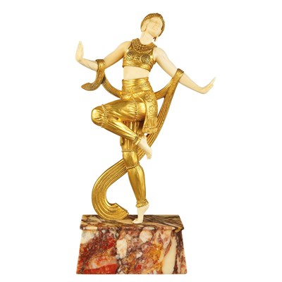 Lot 563 - French Art Deco Gilt-Bronze and Carved Ivory...