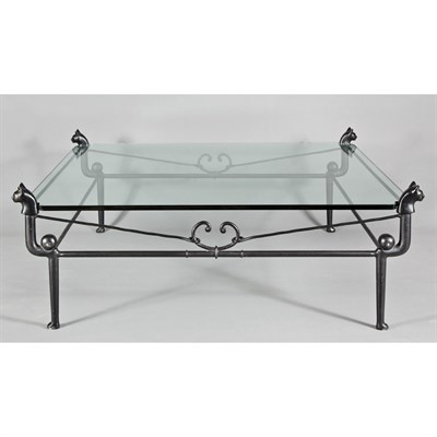 Lot 129 - Glass Top Painted Iron Low Table Modern Height...
