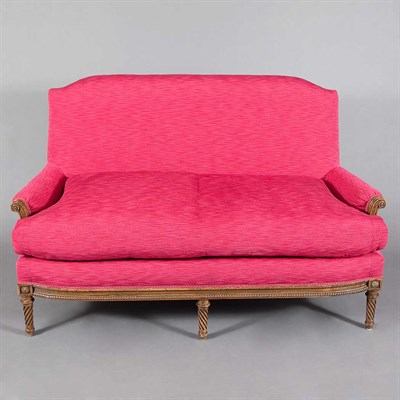 Lot 330 - Louis XVI Style Pink Upholstered Painted Wood...