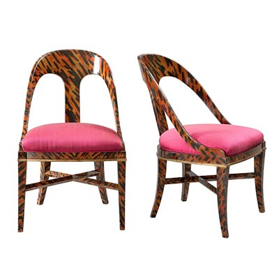 Lot 332 - Pair of Faux Painted Spoonback Chairs