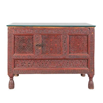Lot 108 - South East Asian Glass Top Carved and Painted...