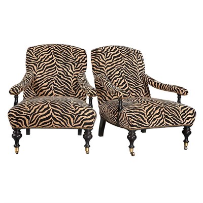 Lot 441 - Set of Three Upholstered and Black Painted...