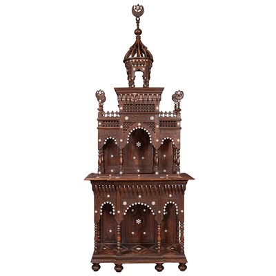 Lot 407 - Syrian Carved and Mother-of-Pearl Inlaid Teak...