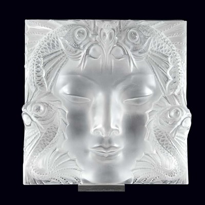 Lot 354 - Lalique Molded Glass Masque de Femme Plaque...