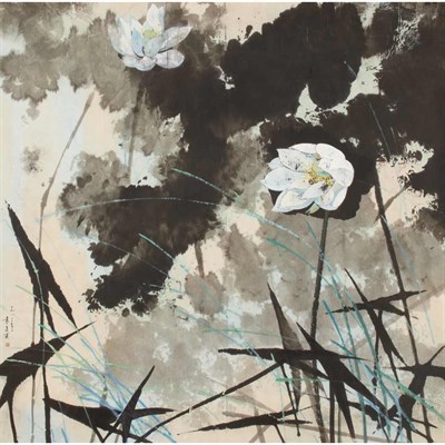 Lot 239 - Yuan Yunfu Chinese, b. 1933 Untitled (Lotus...