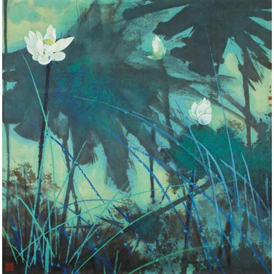 Lot 240 - Yuan Yunfu Chinese, b. 1933 Untitled (Lotus...