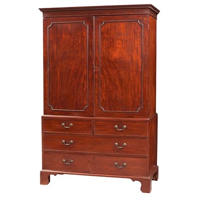 Lot 514 - George III Mahogany Linen Press First quarter...