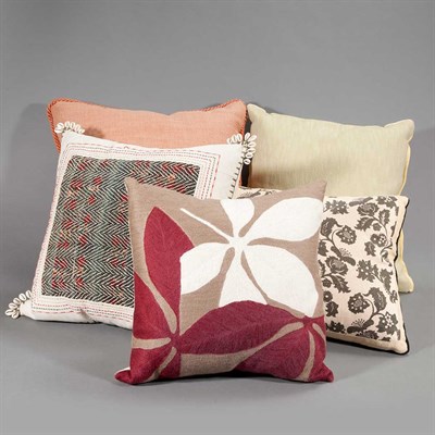Lot 308 - Group of Cotton and Linen Throw Pillows...