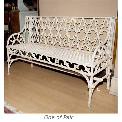 Lot 342 - Pair of Victorian Style White Painted Iron...
