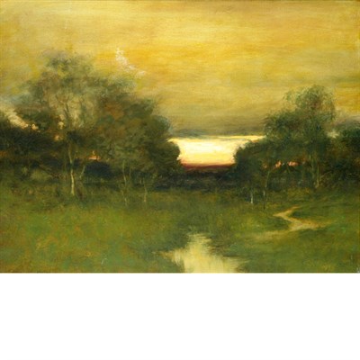 Lot 57 - 20th Century School Landscape at Sunset Signed...