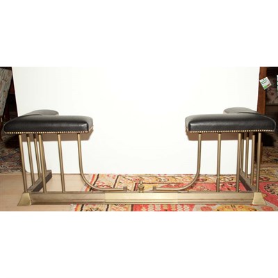 Lot 154 - Victorian Style Brass and Leather Upholstered...