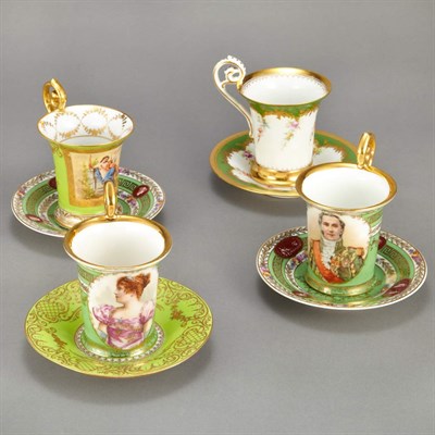 Lot 702 - Set of Five Austrian Gilt Decorated Porcelain...