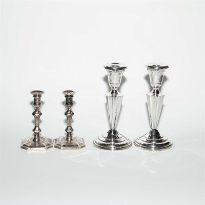 Lot 465 - Pair of English Silver Candlesticks; Together...