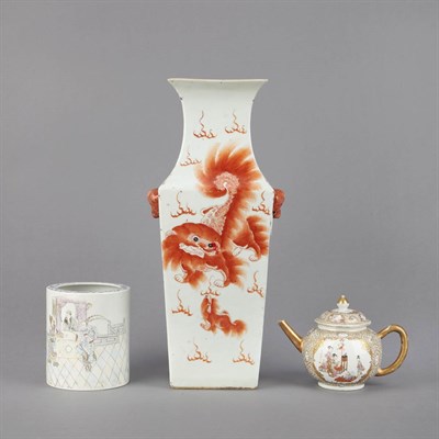 Lot 227 - Three Chinese Porcelain Table Articles Height...