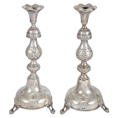 Lot 337 - Pair of Polish Silver Candlesticks Warsaw,...