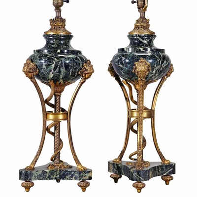 Lot 720 - Pair of Empire Style Gilt-Metal Mounted Marble...