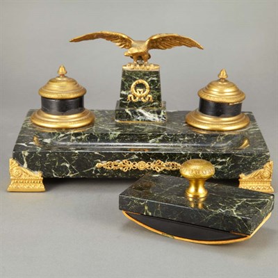 Lot 490 - Empire Style Gilt-Metal Mounted Dark Green...