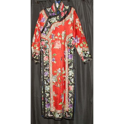 Lot 277 - Chinese Silk Embroidered Red Ground Lady's...