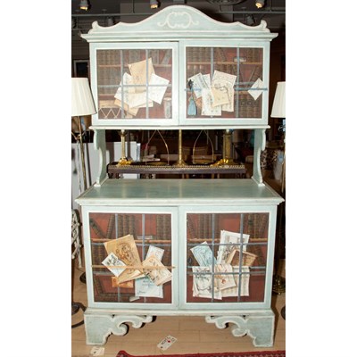 Lot 368 - Provincial Tromp L'Oeil Painted Cabinet Height...