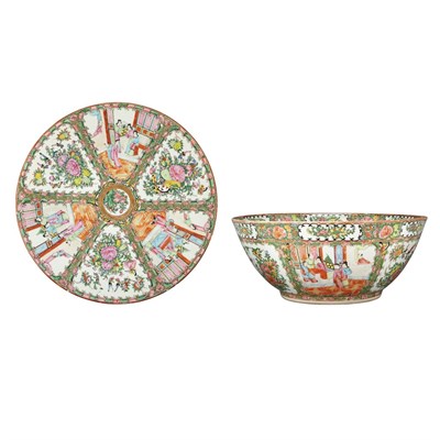 Lot 350 - Canton Rose Medallion Porcelain Punch Bowl...