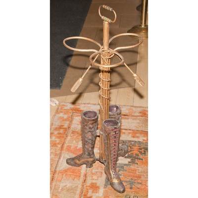 Lot 508 - Gilt and Painted Metal Boot-Form Umbrella...