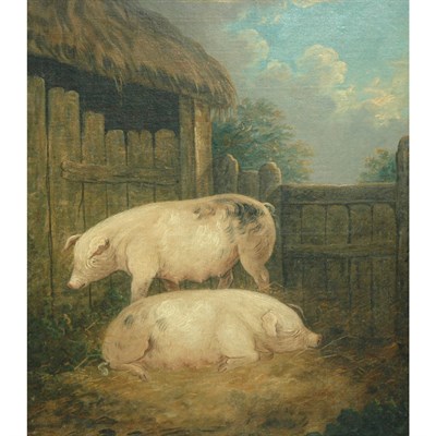 Lot 80 - Manner of George Morland Pigs in a Sty Bears...