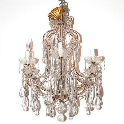 Lot 522 - Louis XV Style Glass Six-Light Chandelier...