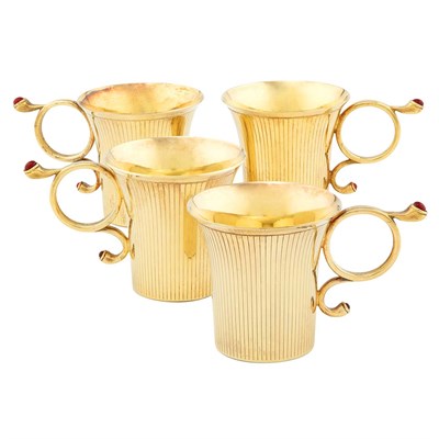 Lot 363 - Set of Four Russian Silver Gilt Cups Modern In...