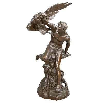 Lot 669 - Bronze Figural Group Titled The Eagle Attacks...