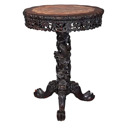 Lot 381 - Chinese Carved Hardwood Center Table Late 19th...
