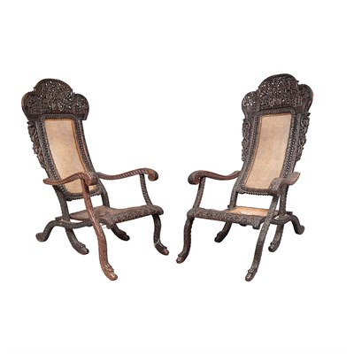 Lot 501 - Pair of Indo Colonial Hardwood Folding Deck...