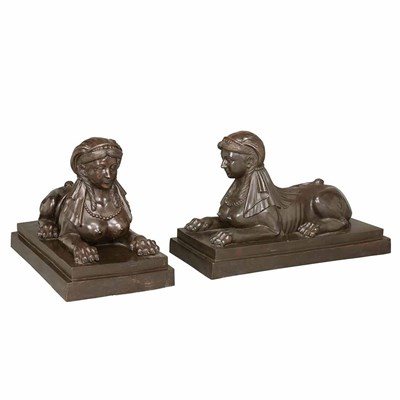Lot 484 - Companion Pair of Patinated-Metal Figures of...