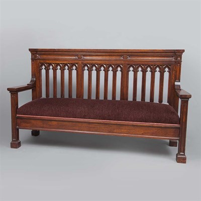 Lot 476 - Gothic Style Carved Oak Settee The straight...