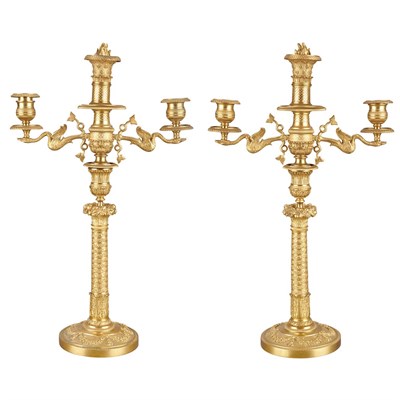 Lot 373 - Pair of Louis Philippe Gilt-Bronze Three-Light...
