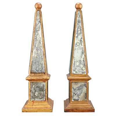 Lot 450 - Pair of Mirrored Gilt-Wood Obelisks Height 18...