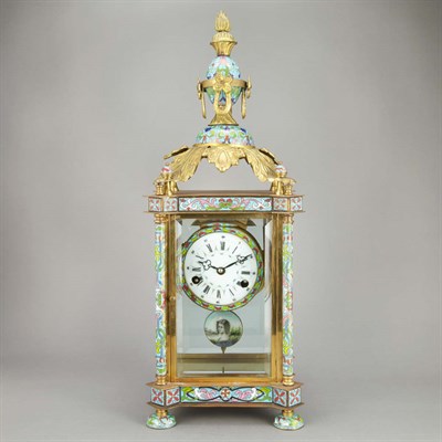 Lot 382 - Chinese Cloisonne Enameled Mantel Clock Second...