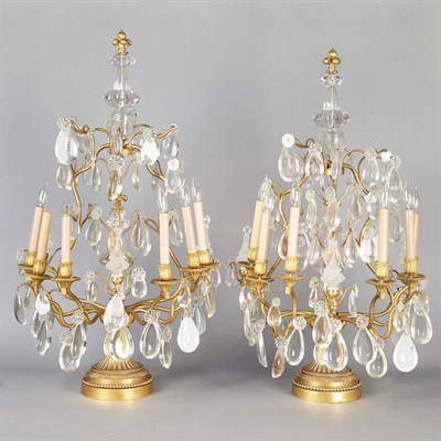 Lot 470 - Pair of Louis XVI Style Gilt-Metal Six-Light...