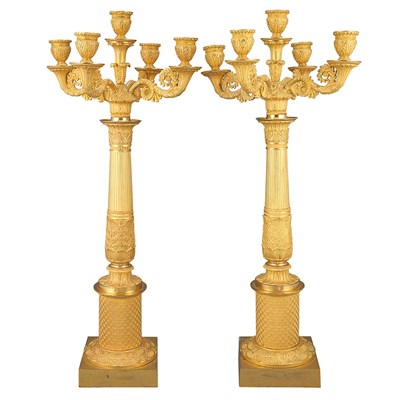 Lot 368 - Pair of Louis Philippe Gilt-Bronze Five-Light...