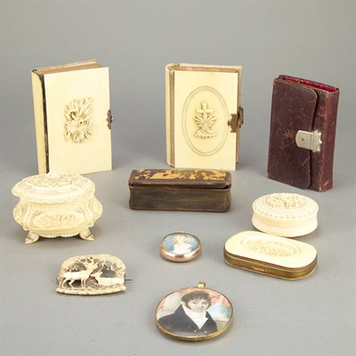 Lot 710 - Group of Ivory and Ivory Mounted Articles Late...