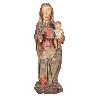 Lot 127 - Continental Painted and Parcel Gilt Figure of...