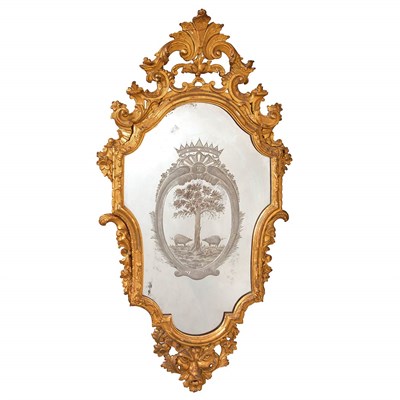 Lot 193 - Pair of Italian Rococo Gilt-Wood Mirrors Mid...