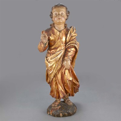 Lot 129 - Continental Baroque Painted and Parcel Gilt...