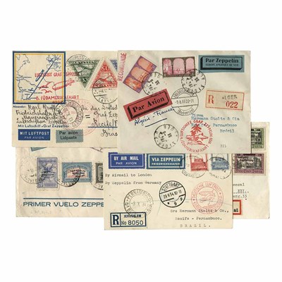 Lot 79 - Zeppelin Mail, Group of Nine Covers or Cards...